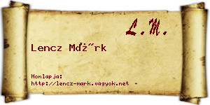 Lencz Márk névjegykártya